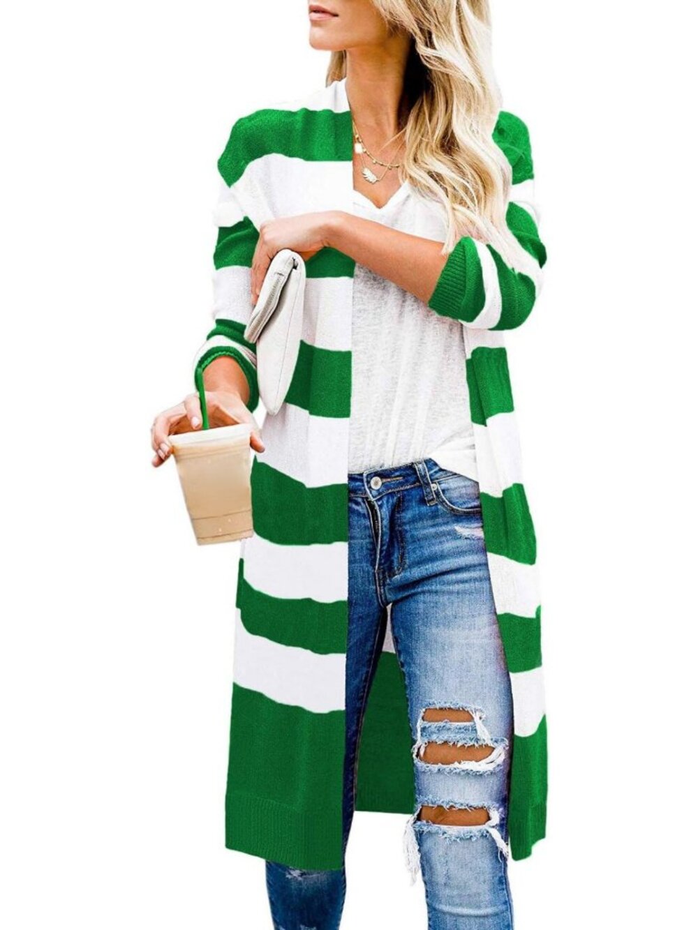 Cozy Long Color Block Cardigan Sweater for Women - Stylish Layering Piece